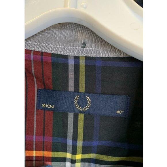 Fred Perry Gray Cotton Plaid Long Sleeve Pocket Button-up 40 - Picture 5 of 5